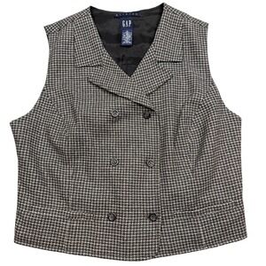 Gap Stretch Wool Houndstooth Vest Women's Medium‎ Double Breasted